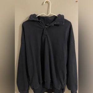 Brandy Melville John Galt Navy Blue Button Henley Crewneck